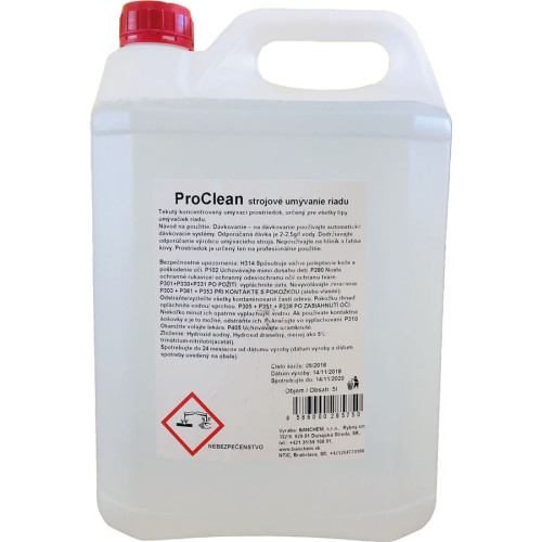 Profesionálny alkalický čistič do umývačiek - ProClean Strojové umývanie riadu 5 l 