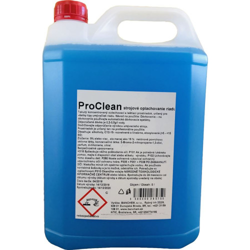 Strojové oplachovanie riadu 5 l – profesionálny oplachovací a leštiaci prostriedok ProClean