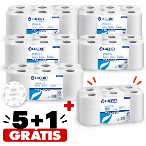 Lucart Strong 19 J Mini jumbo toaletný papier 2 vrstvový celulóza 130m 12 roliek/balenie. 5+1 Lucart Strong 19 J Mini jumbo toaletný papier 2 vrstvový celulóza 130m 12 roliek/balenie. 5+1
