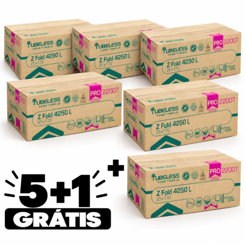 TUBELESS Z SKLADANÝ UTERÁK 2 VRSTVOVÝ, 100% CELULÓZA, 20,3X24CM, 25X170 LIST 4250 LIST  5 + 1