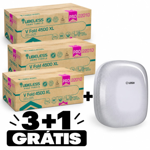 Tubeless V skladaný uterák na ruky, 2 vrstvy, biely 3 + zasobník Zdarma