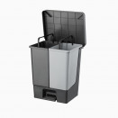 Pedálový odpadkový kôš DUO, rozdelený, plastový, ECO antracit, 50L